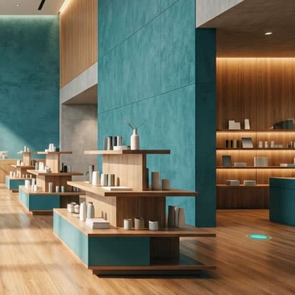 Showroom ürün akışı ve alan kurgusu panoraması