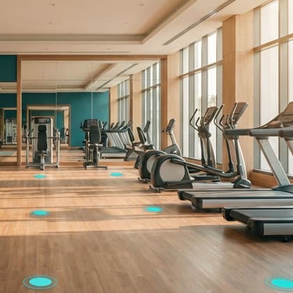 Spor salonu alan akışı ve stüdyo geçiş panoraması